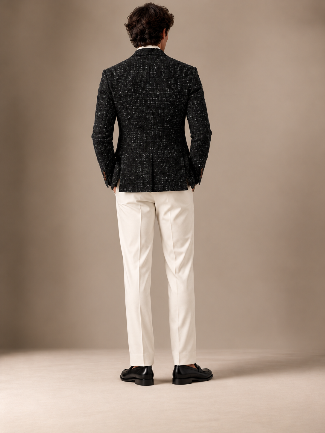 The Vellor Black Hopsack Double Breasted Blazer
