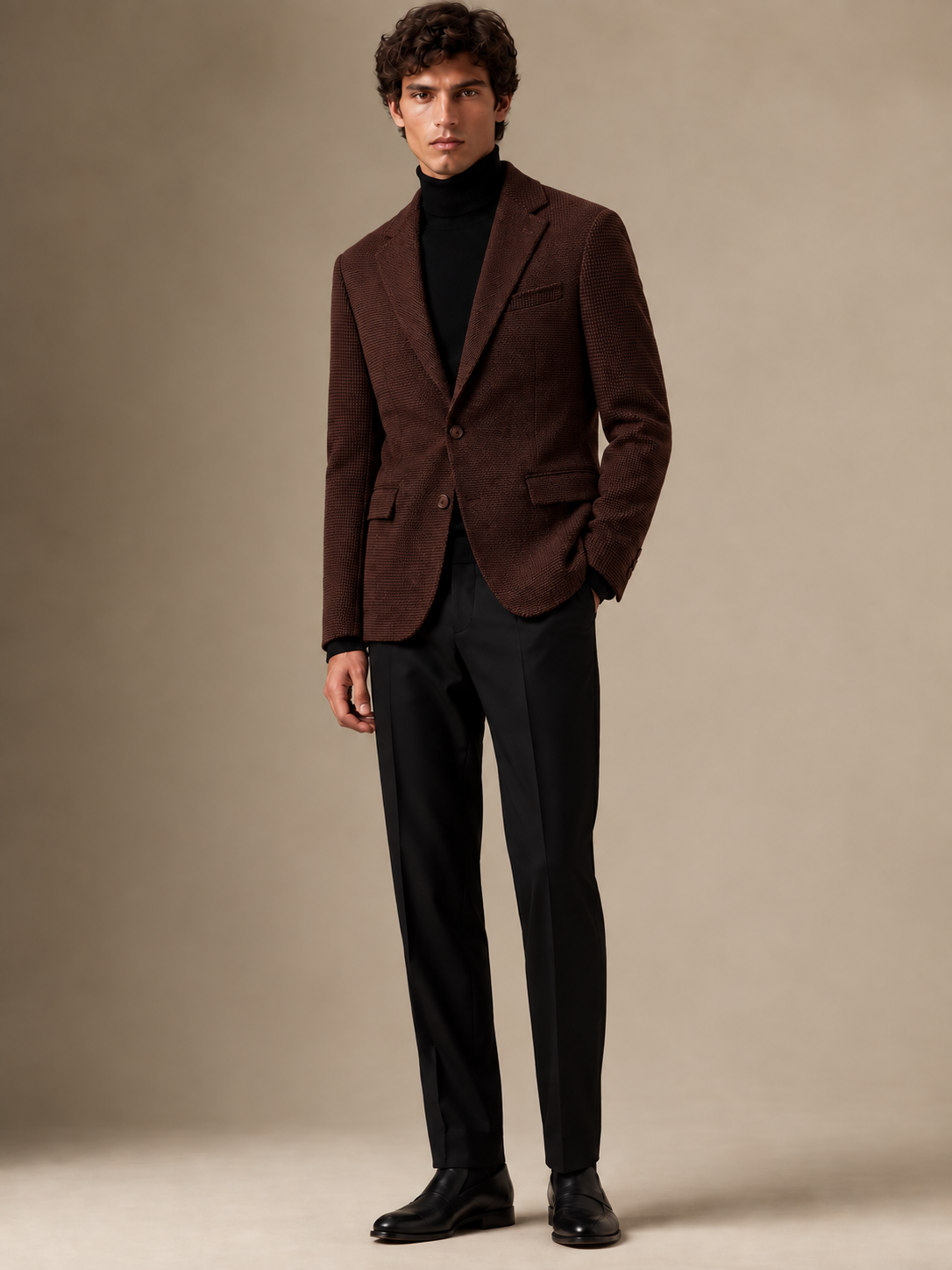 The Vellor Cognac Brown Chenille w/Checkered Sleeves