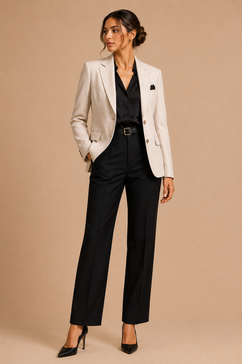 Black modern fit men's blazer by Vellor Vault, front view.