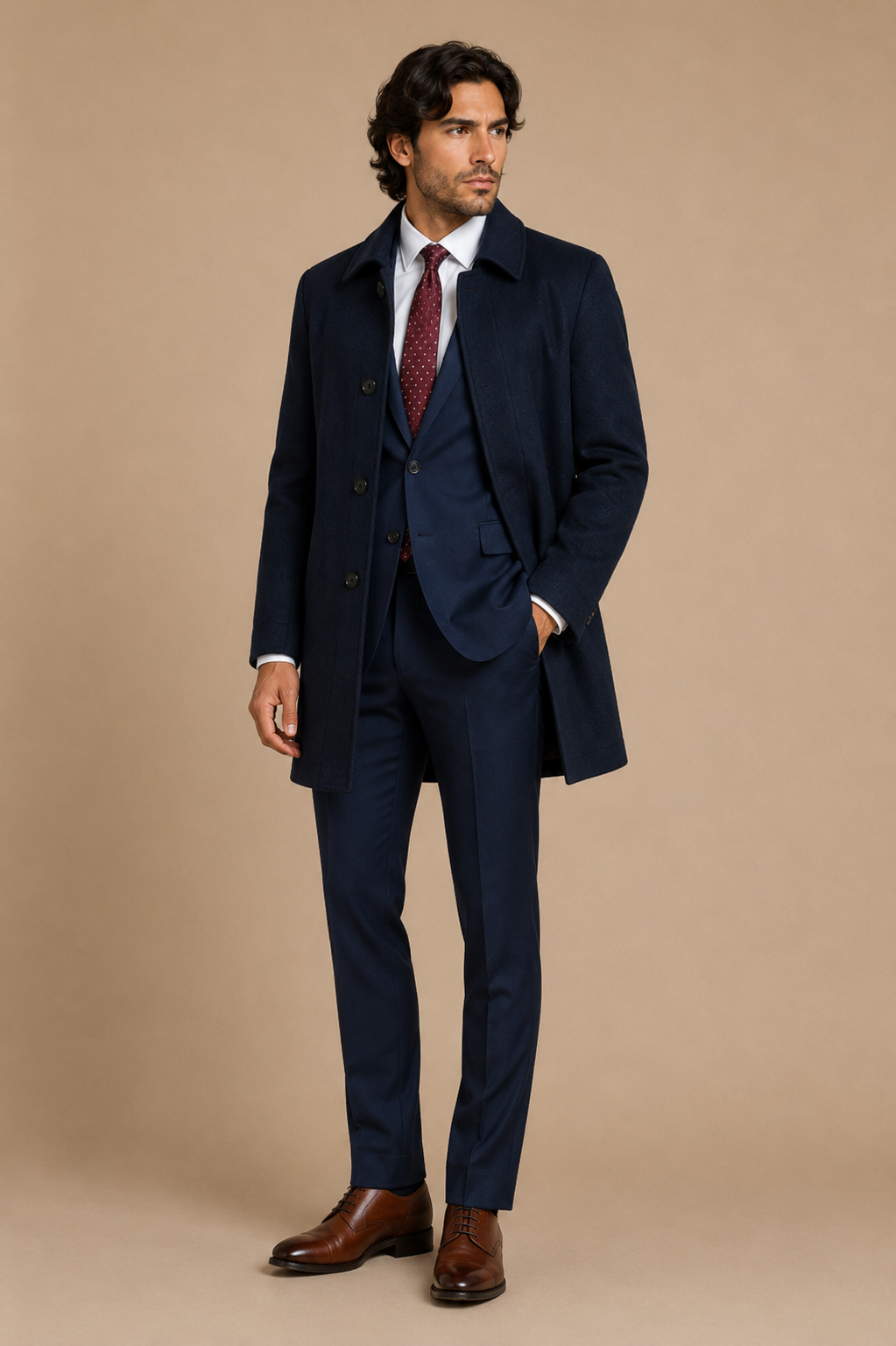 Black modern fit men's blazer by Vellor Vault, front view.