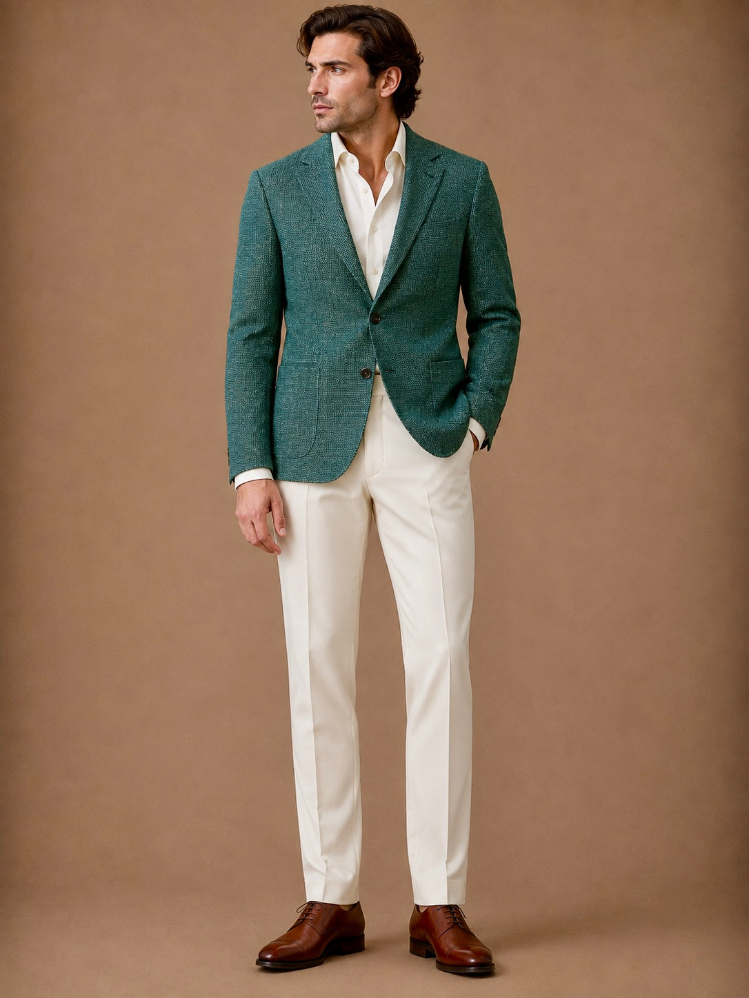 Mint Grain modern fit men's blazer by Vellor Vault, front view.