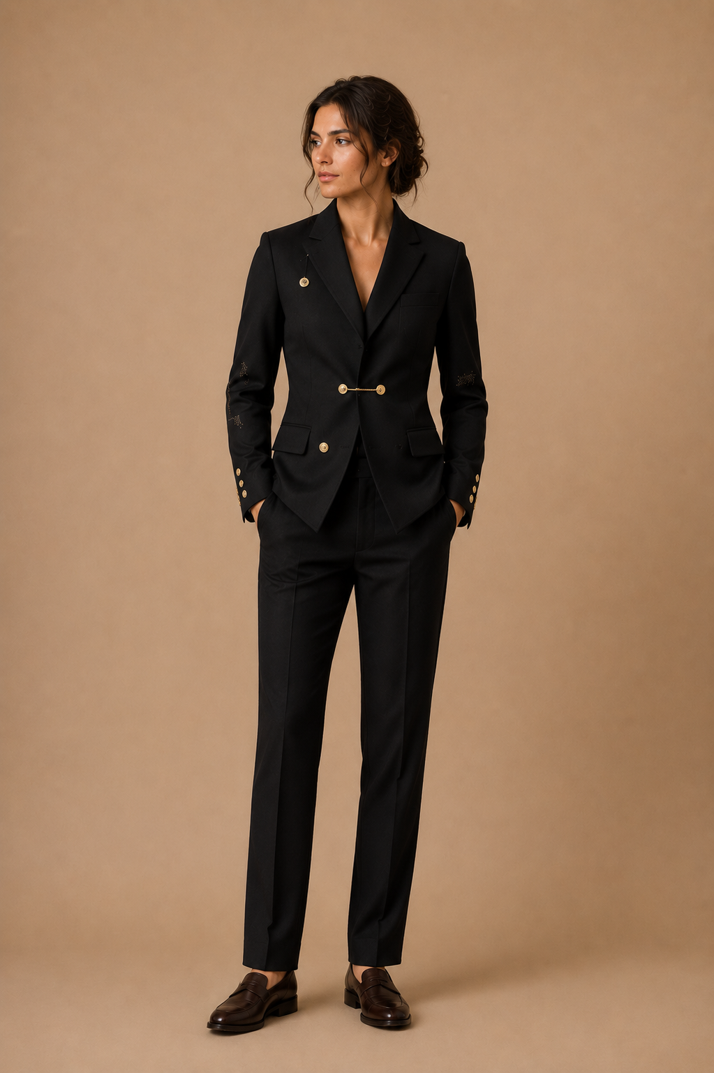 Navy modern fit men's blazer by Vellor Vault, back view.