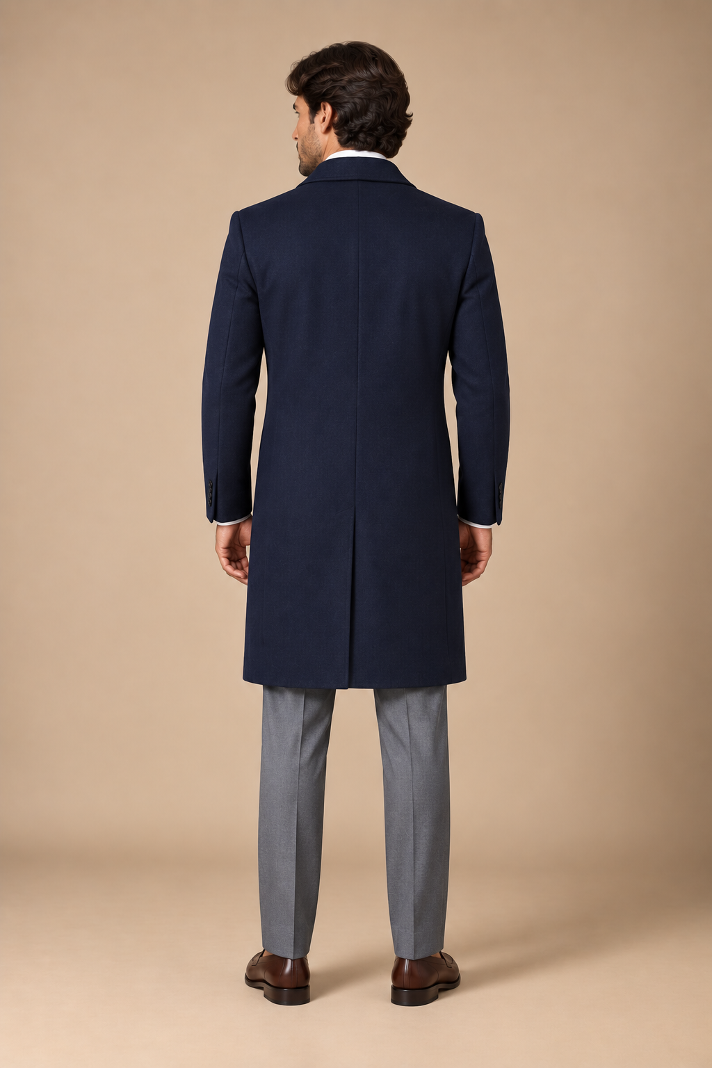 The Vellor Wool Cashmere Navy Top Coat