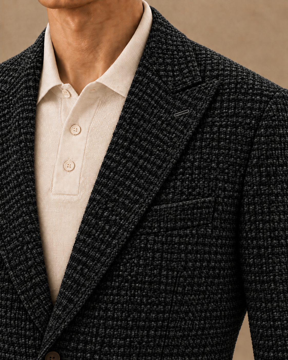 The Vellor Black Hopsack Double Breasted Blazer