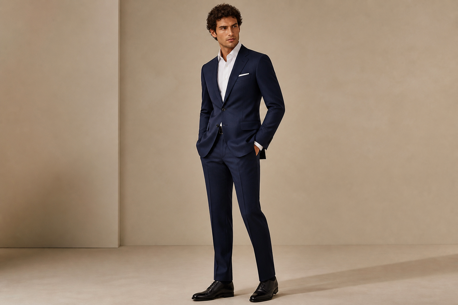 Complete the look — navy jacket and trouser pairing.