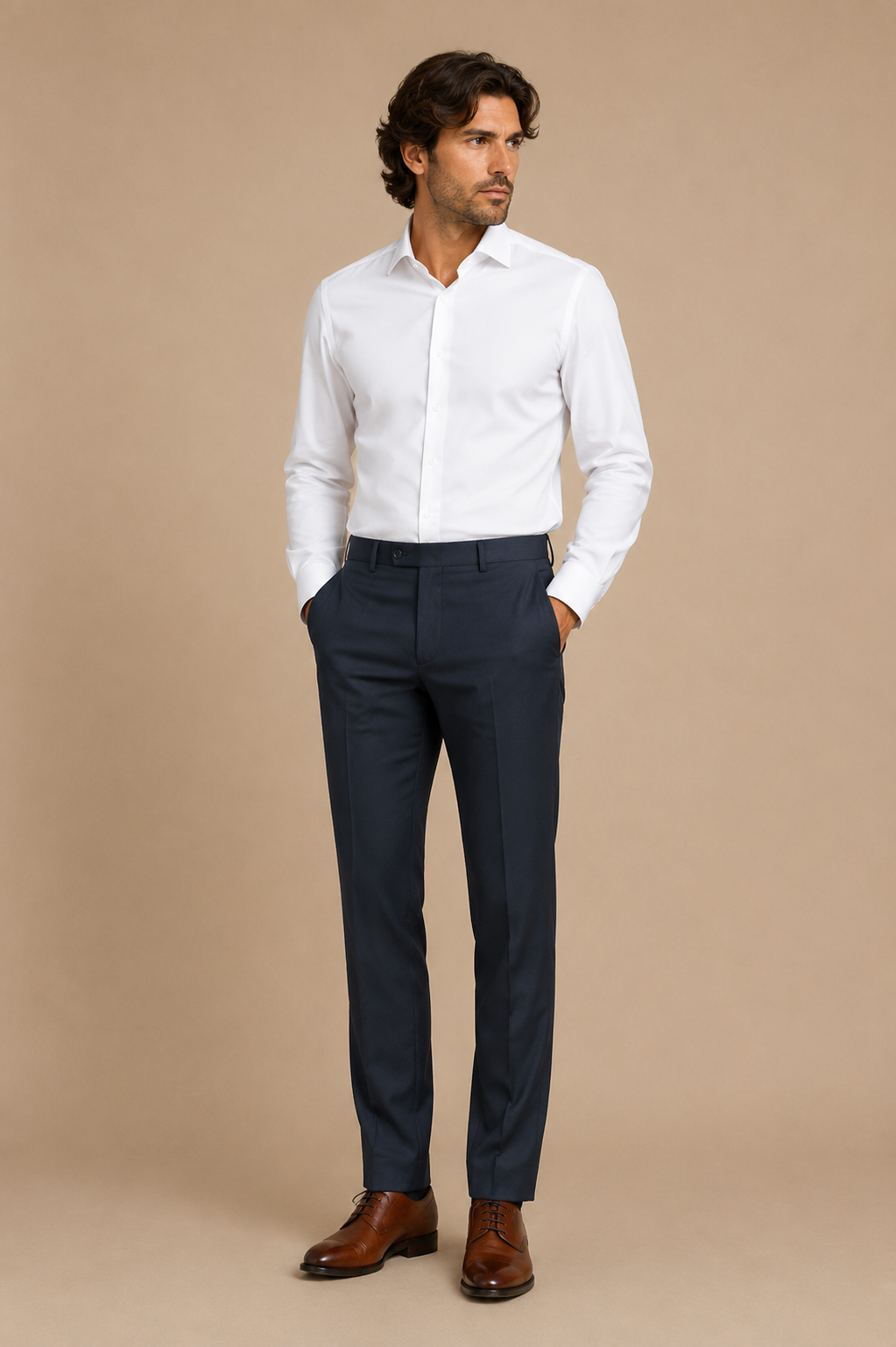 Black modern fit men's trouser by Vellor Vault, front view.
