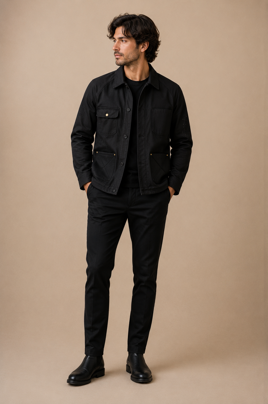 Charcoal modern fit men's blazer by Vellor Vault, front view.
