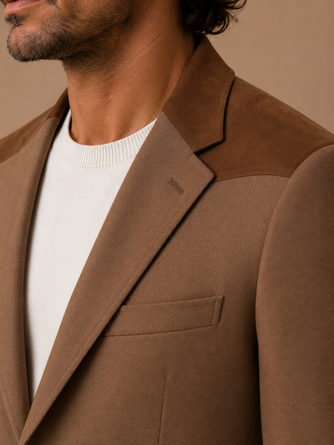 Chocolate Brown modern fit men's blazer by Vellor Vault, front view.