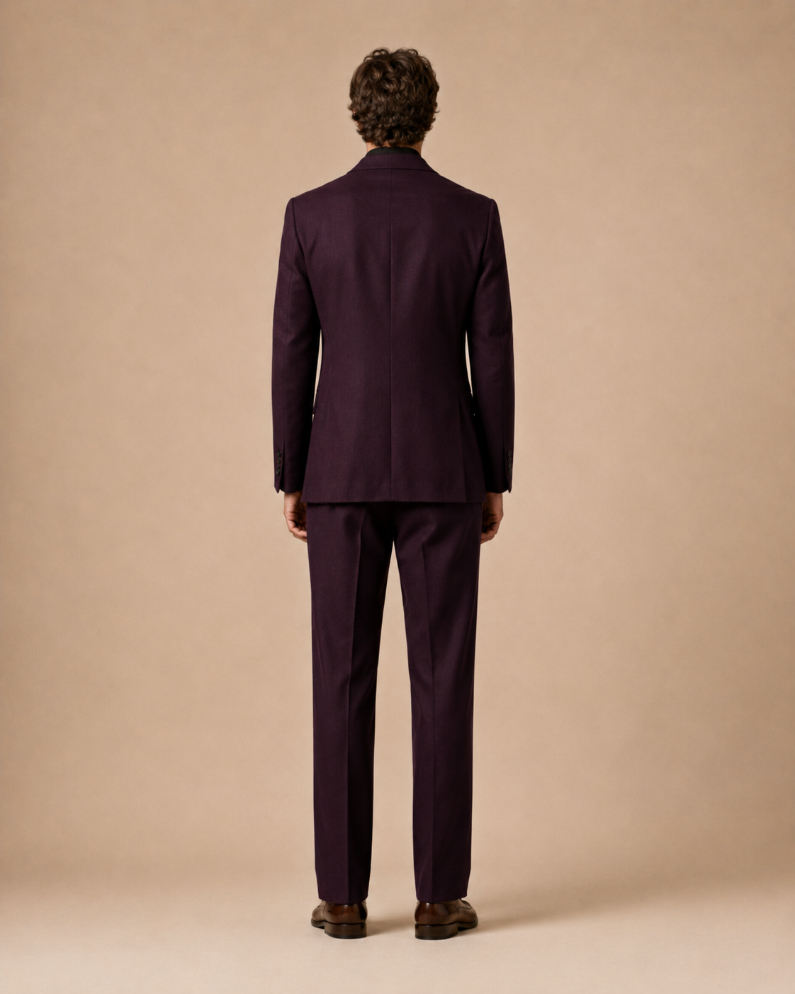 Deep Plum modern fit men's suit jacket by Vellor Vault, detail view.