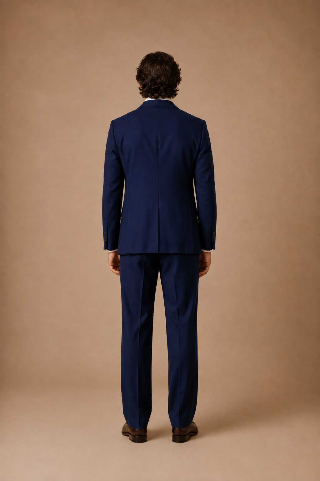 Royal Blue modern fit men's suit jacket by Vellor Vault, back view.