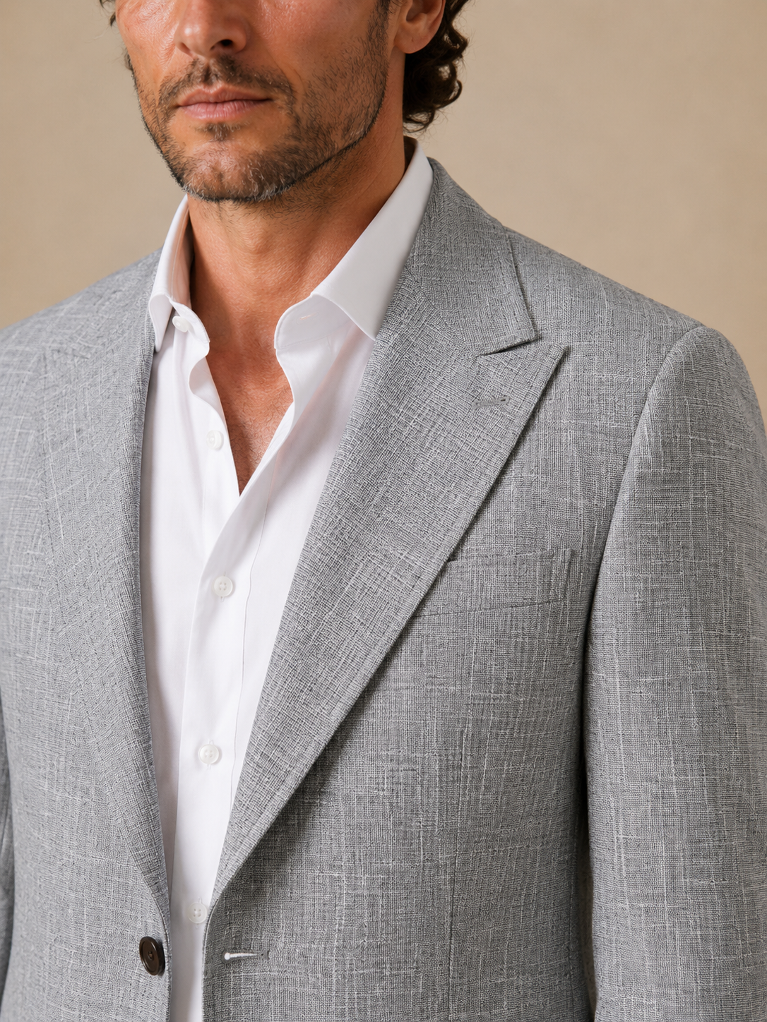 Stone Jacquard modern fit men's suit jacket by Vellor Vault, detail view.